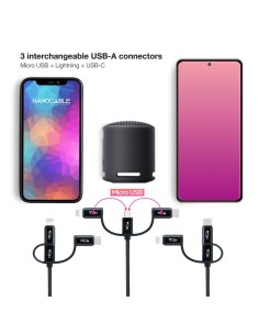 CABLE USB 3 EN 1 USB-A / USB-C MICROUSB LIGHTNING 1M NANOCABLE 2