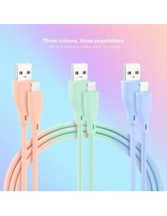 CABLE LIGHTNING A USB 2.0 NANOCABLE A/M 1M 3UD BLUE PINK GREEN 2
