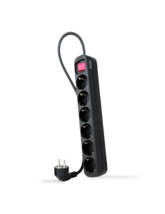 REGLETA NANOCABLE 6 SCHUKOS INTERRUPTOR 1,4M BLACK