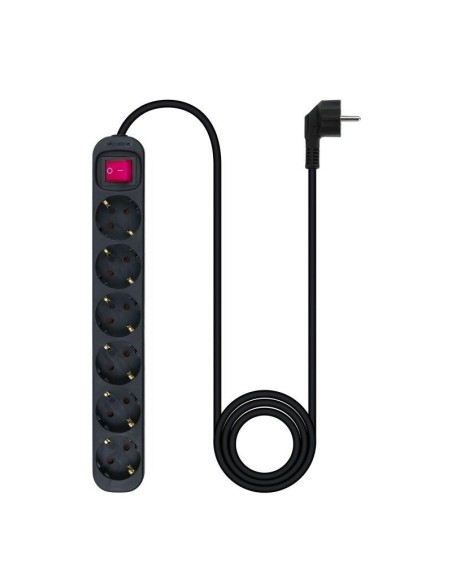 REGLETA NANOCABLE 6 SCHUKOS INTERRUPTOR 1,4M BLACK