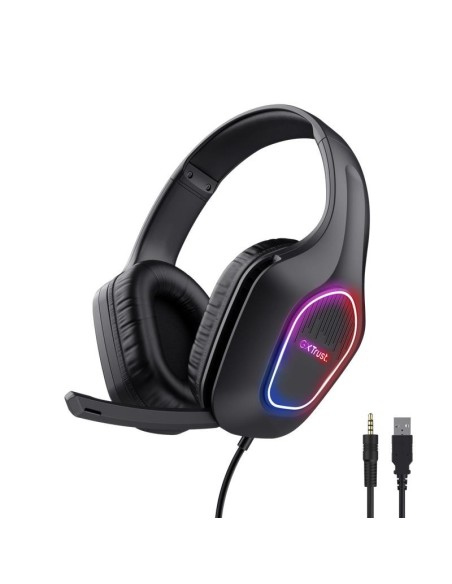 AURICULARES + MICROFONO TRUST GAMING GXT 416 ZIROX HEADSET RGB BLACK