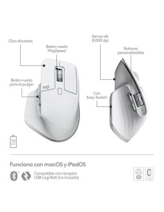 RATON LOGITECH MX MASTER 3S WIRELESS 8000DPI 7 BOTONES WHITE 2