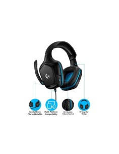 AURICULARES + MICROFONO LOGITECH GAMING G432 USB  DTS 7.1 BLACK/BLUE 2