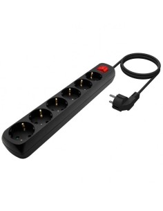 REGLETA AISENS 6 SCHUKOS PROTECCION INTERRUPTOR 1,4M BLACK