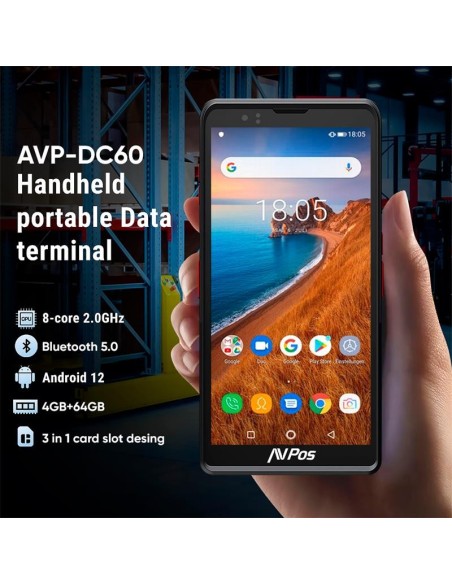 CAPTURADOR PDA AVPOS DC60 6 OCTA/4GB/64GB/NFC/2D/4G/FUNDA ANDROID