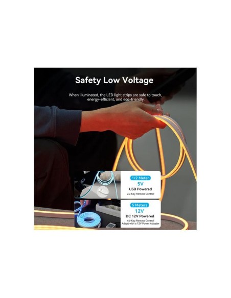 TIRA LED VENTION SILICONA NEON RGB CONTROL REMOTO 5V 1M