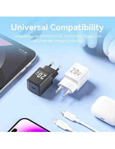 CARGADOR DE PARED VENTION GAN USB-C 20W BLACK + CABLE UCB-C - LIGHTNING 2M BLACK 2