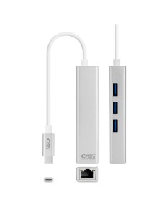 ADAPTADOR NANOCABLE USB-C ETHERNET RJ45 GIGABIT + 3XUSB 3.0 15CM SILVER 2
