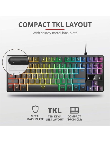TECLADO TRUST GAMING GXT 833 METALICO USB RGB