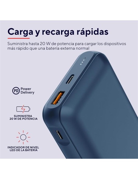 POWERBANK TRUST REDOH 20000MAH USB-A + X2 USB-C BLUE