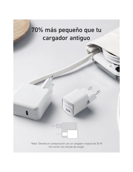 CARGADOR ANKER 511 NANO 3 30W 20V FAST CHARGE USB-C WHITE