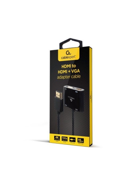 ADAPTADOR GEMBIRD HDMI/M A HDMI/H + VGA/H + CABLE AUDIO BLACK