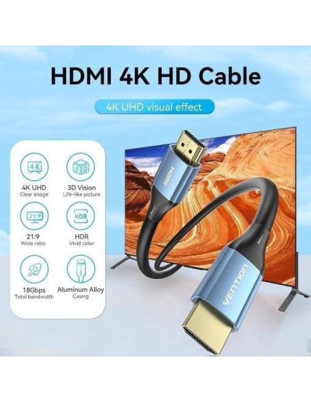 CABLE HDMI 2.0 4K VENTION HDMI/M - HDMI/M 3M BLACK/BLUE