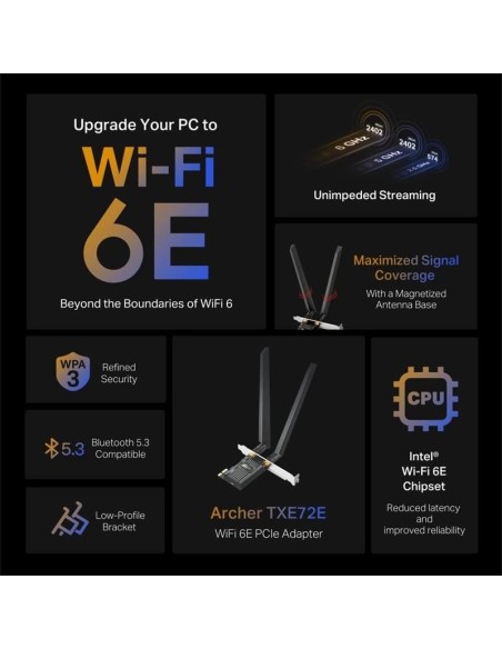 WIRELESS ADAPTADOR PCIE TP-LINK ARCHER TXE72E WIFI 6E AXE5400