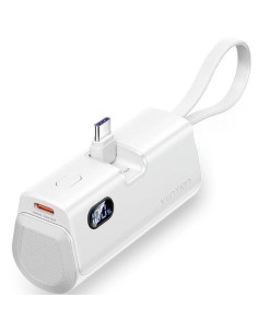 POWERBANK VENTION 4800MAH 2XUSB-C + LIGHTNING 22.5W USB-C PLEGABLE WHITE