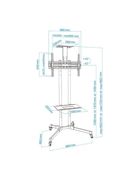 SOPORTE TV MONITOR TOOQ SUELO 37 - 70 50KG BLACK