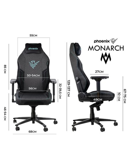 SILLA GAMING PHOENIX TELA MONARCH TALLA R BLACK/BLUE