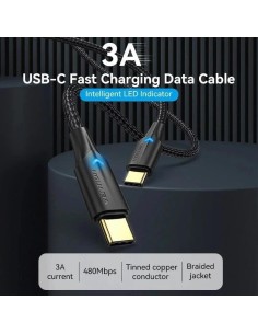 CABLE USB 2.0 VENTION TIPO USB-C/M-C/M LED 480MBPS 3A 0.5M BLACK 2