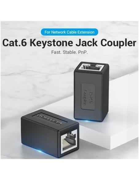 ADAPTADOR VENTION RJ45 CAT.6 FTP HEMBRA - HEMBRA BLACK