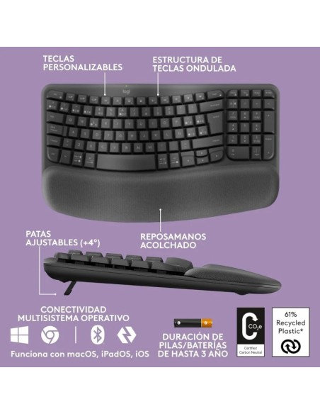 TECLADO LOGITECH  WAVE KEYS BLUETOOTH BLACK