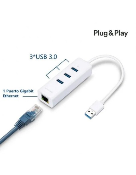 ADAPTADOR TP-LINK USB 3.0 A LAN RJ-45 GIGABIT + HUB USB 3.0