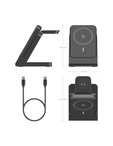 BASE CARGADOR AISENS SMARTPHONE/APPLE WATCH/AURICULARES WIRELESS 15W BLACK