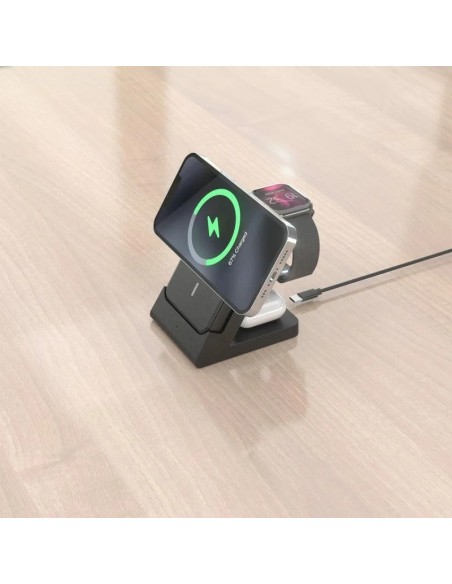 BASE CARGADOR AISENS SMARTPHONE/APPLE WATCH/AURICULARES WIRELESS 15W BLACK