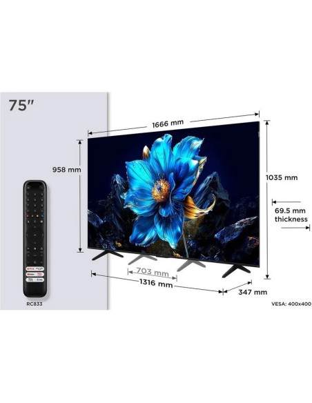 TELEVISOR TCL 75 QLED 4K UHD SMART TV WIFI BT